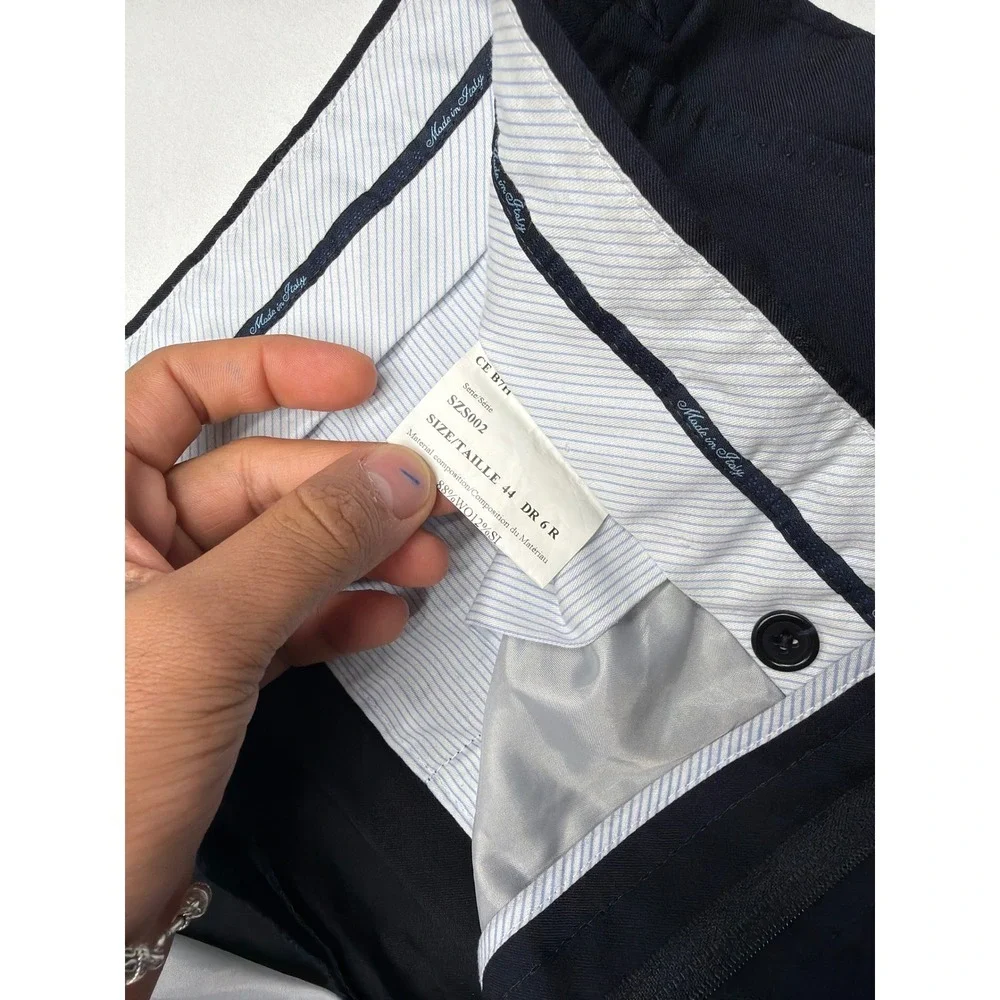 Men's Tailored Navy Blue Dress Pants Made in Italy Size 44‎ 27